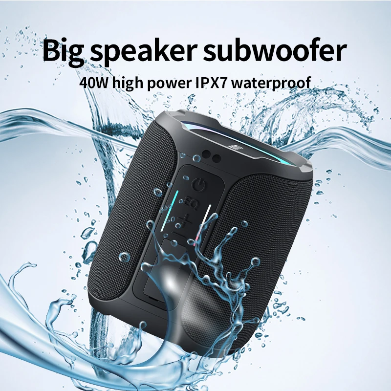 Kinglucky K50 Portable Wireless Bluetooth Speakers IPX7 Waterproof Outdoor Speaker with 40W Loud Stereo Sound Deep Bass RGB