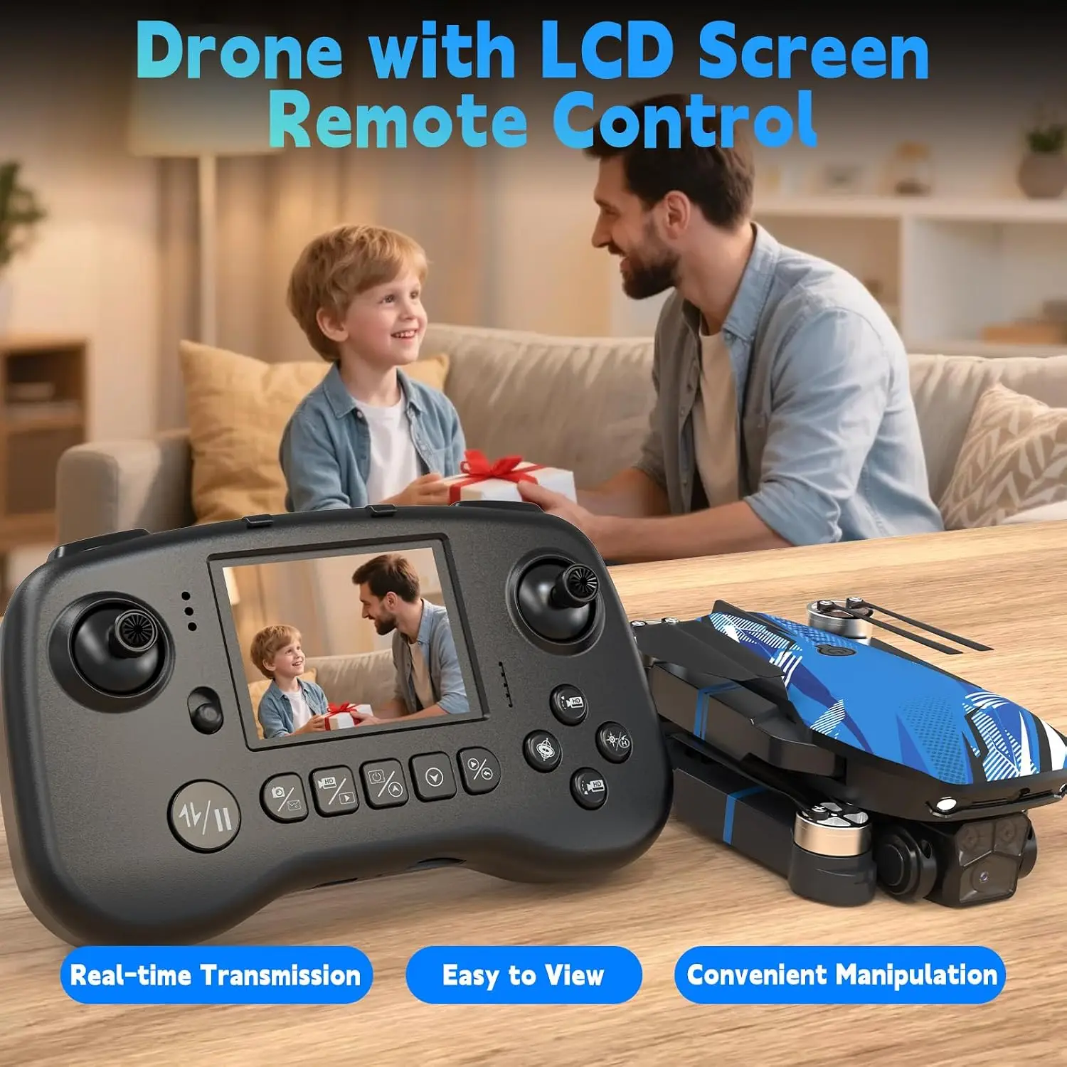 Foldable RC Drones Adults Kids Camera LCD FPV Live Video Brushless Motor 270 Obstacle Avoidance 3D Flips 32G SD Card 250G Gifts