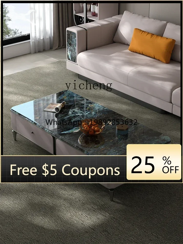 ZZ Natural Luxury Stone Endtable Modern Simple Large Apartment Living Room Rectangular Light Luxury High-Grade Tea Table