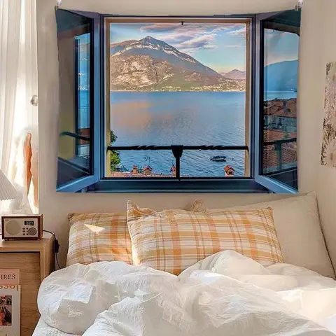 태피스트리 벽 걸이식 배경 천, 창문 외부 색상, 신선한 그물, 빨간색 사진실 장식, 기숙사