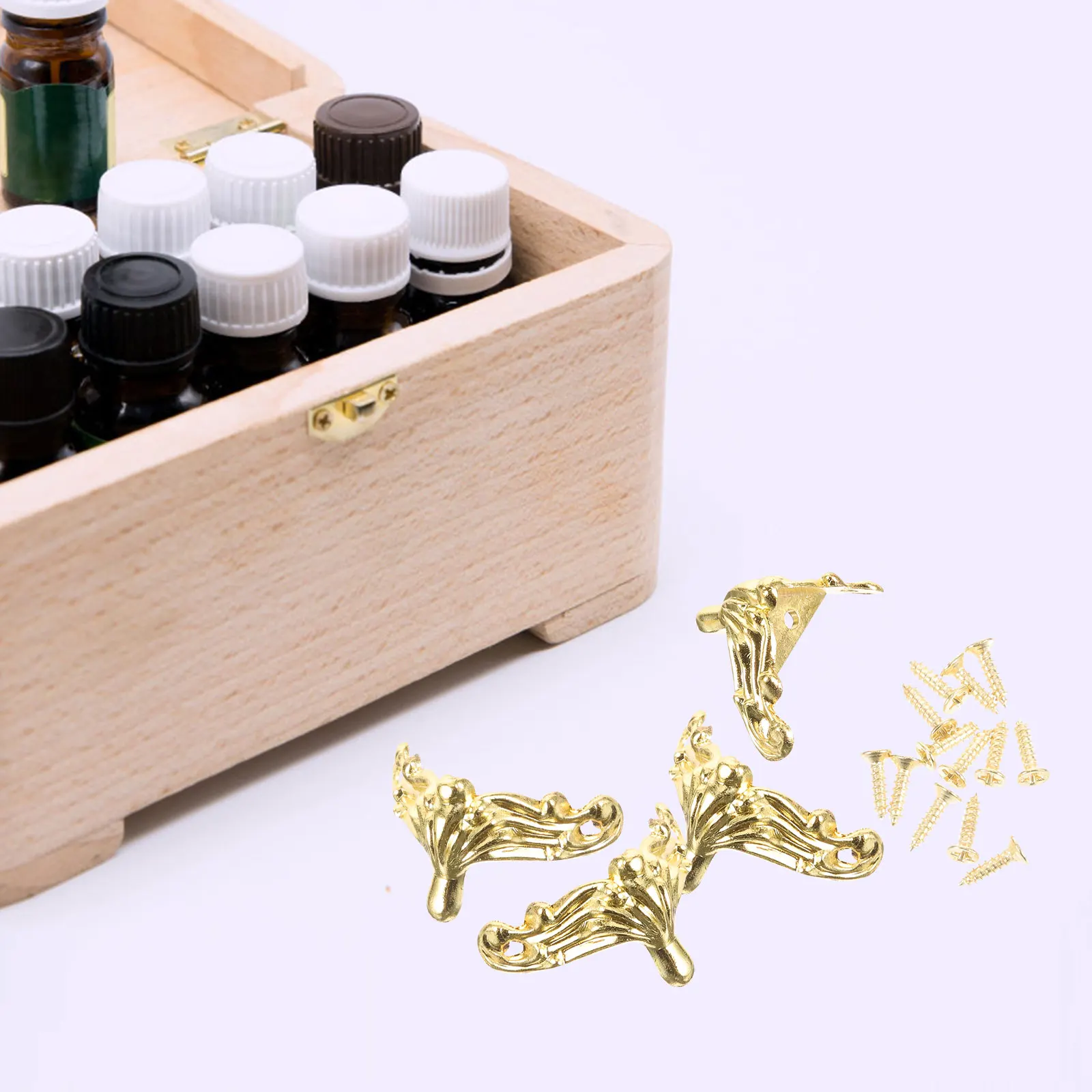 

20 Pcs Golden Small Feet Alloy Wooden Cases Decorative Protective Vintage Furniture Legs Accessories