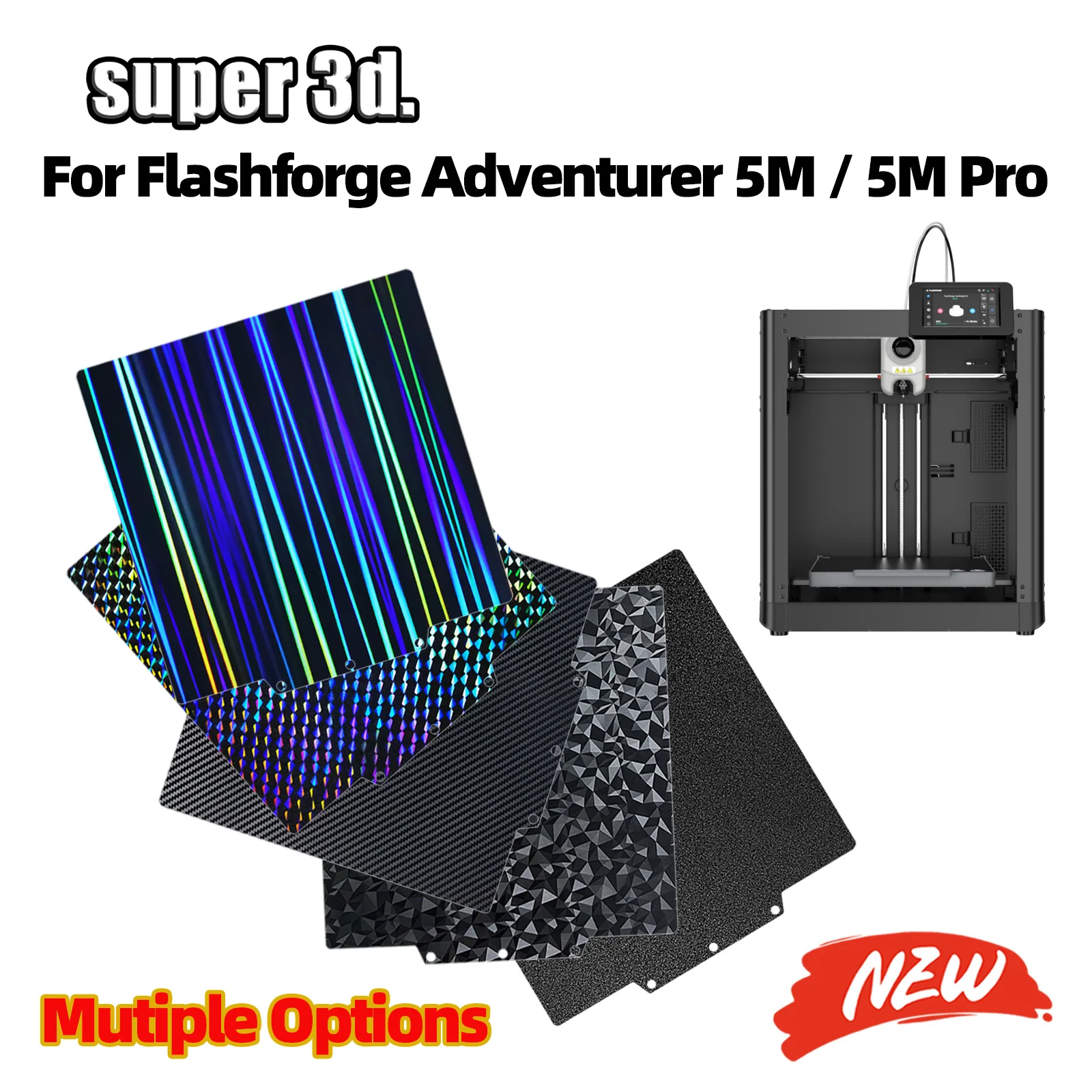 

Flashforge Adventurer 5m Bed Sticker Ad5m Plate 235x235 PEI Spring Steel Sheet For Flashforge Build Plate 3d Printer Part Hotend