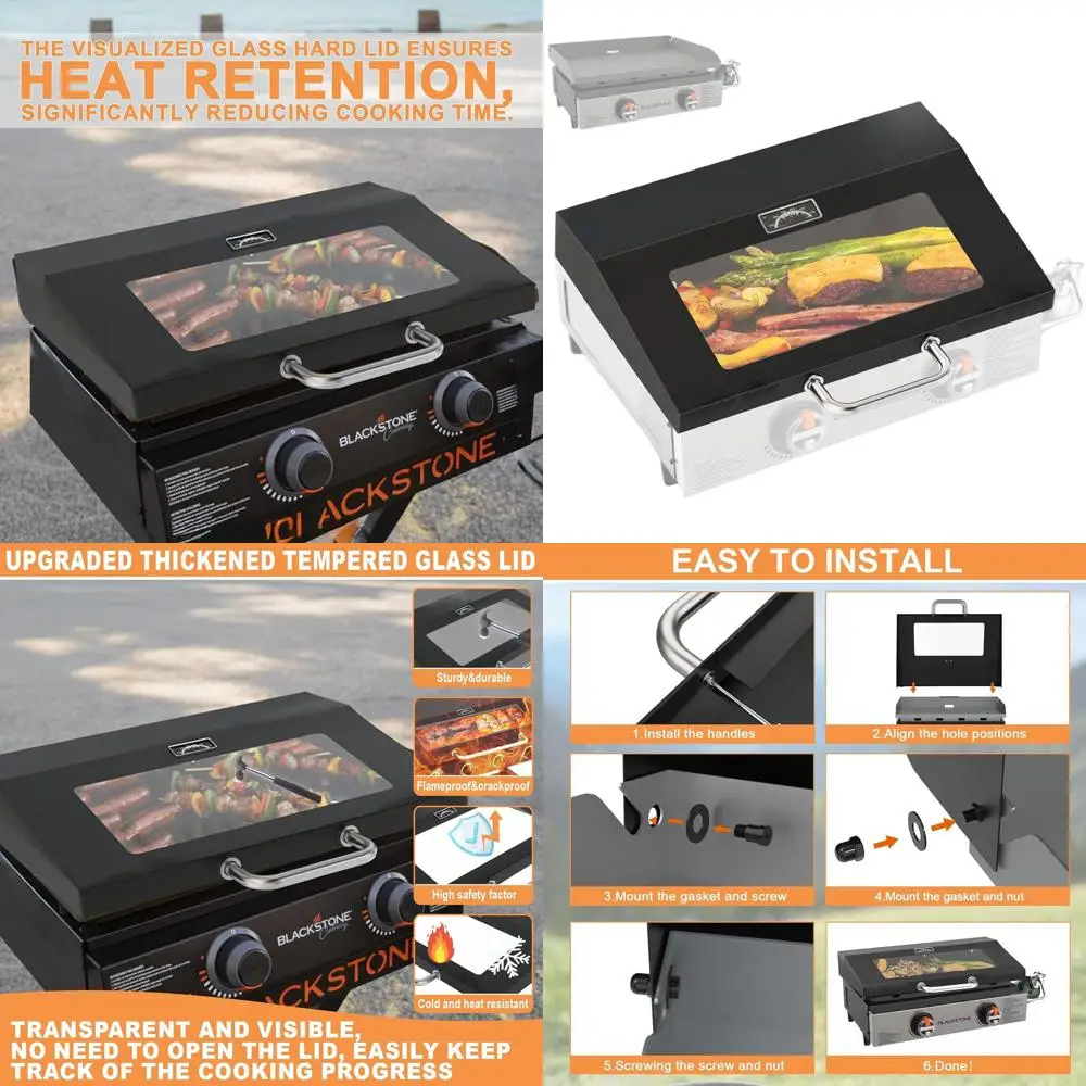 

Universal Glass Lid for Blackstone 22 Omnivore Griddle, Replacement Cover for Tabletop FlatTop 1666 & 2203 Models (2024)