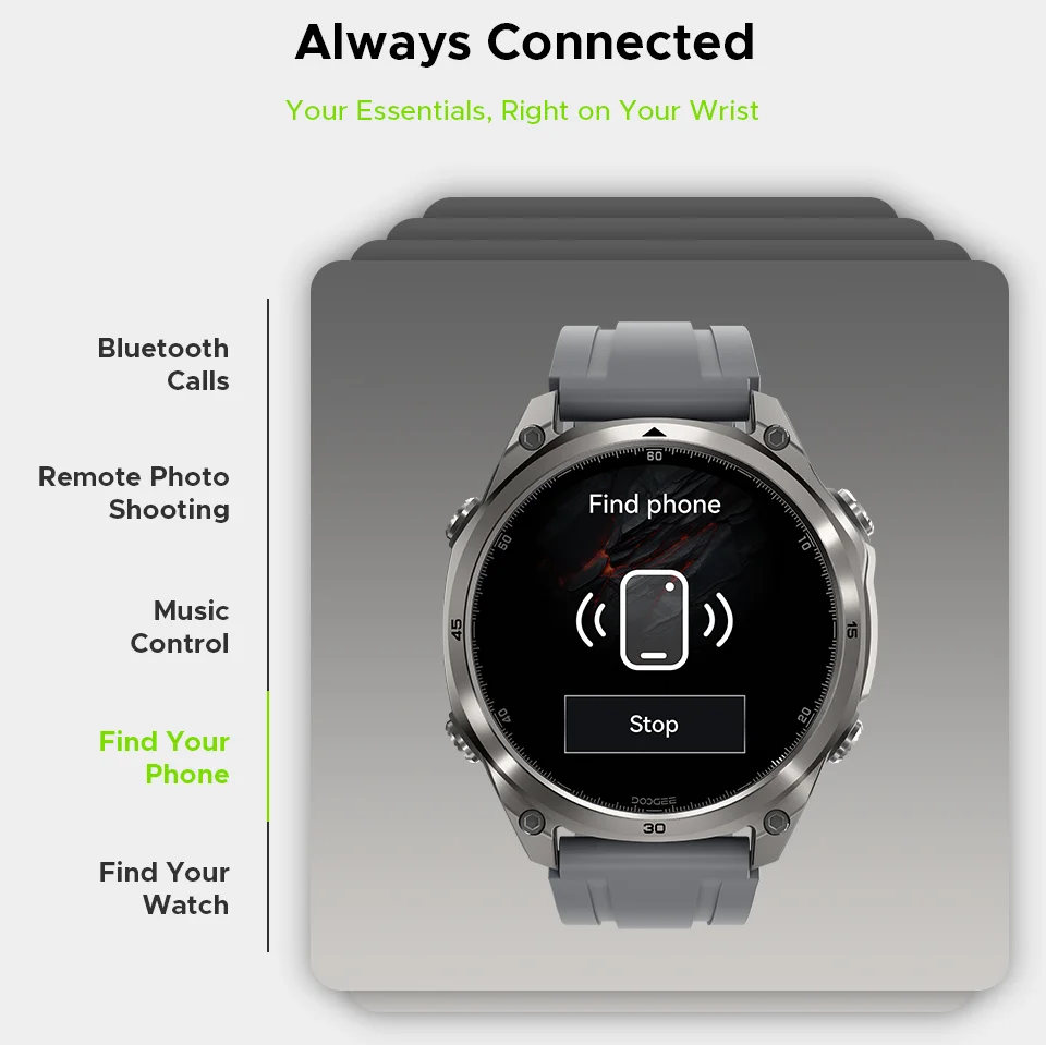 DOOGEE ANYWISE W1 Lite Smartwatch 5ATM Wasserdicht 1,43'' Bildschirm 178 Sportmodi 24-Stunden-Gesundheitsüberwachung Erinnerungsfunktion – Detail 17