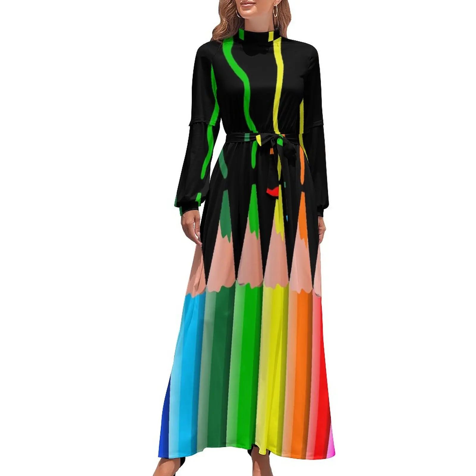 Rainbow Colored Pencils Long Dress women's fashion dresses luxury woman party dress clothes for women