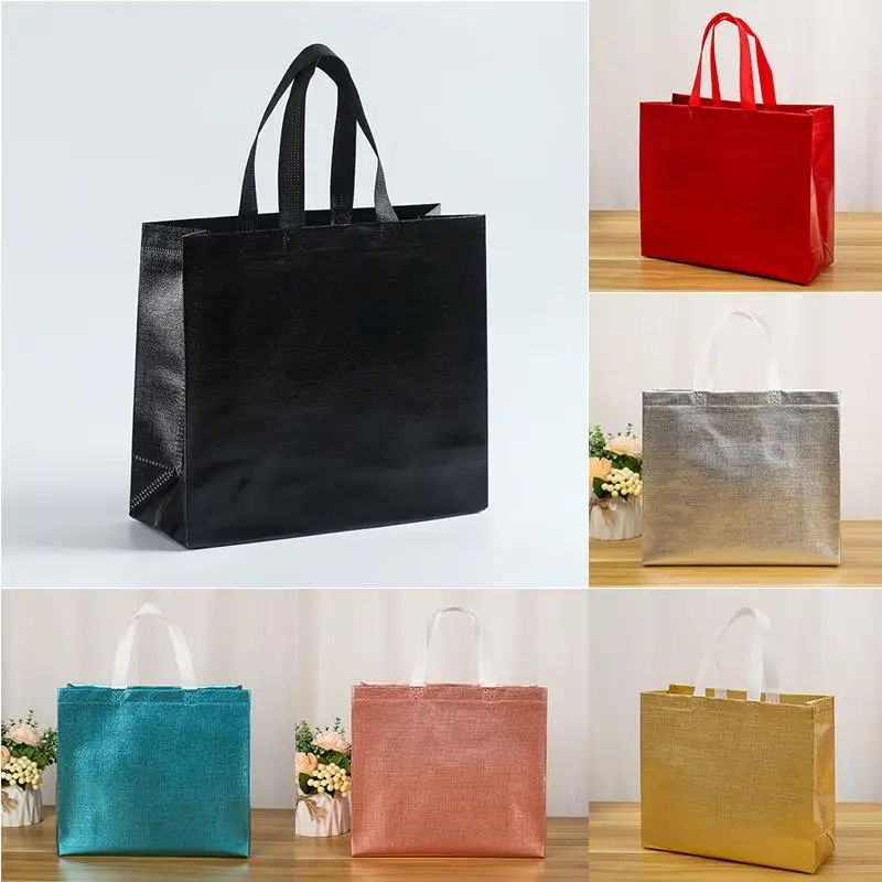 Embossed Shopping Pouch Laser Non-woven Fabric Takeaway Bag Shopping Bag Grocery Bag Eco Bag Waterproof Film Coated Portable