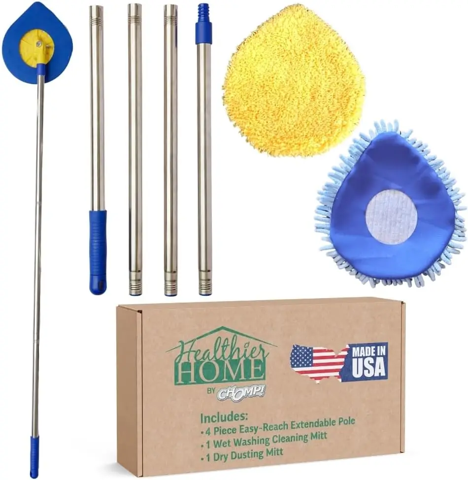 

Extendable Wall Washer with Microfiber Pad for Ceilings, Baseboards, and Dust-Free Cleaning