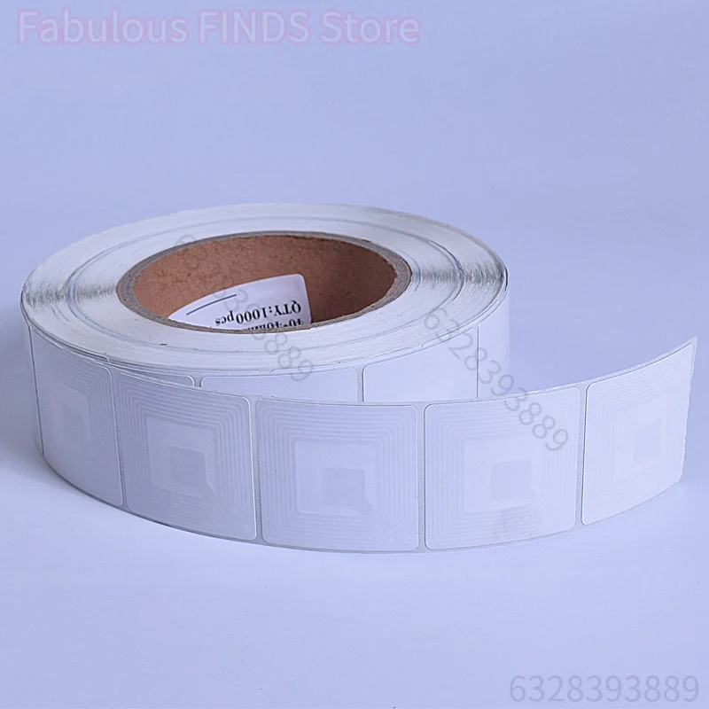 1000 uds/rollo RF 8,2 Mhz EAS etiqueta suave en blanco 4x4cm, pegatina antirrobo rf, etiqueta de alarma de seguridad para tienda minorista de supermercado