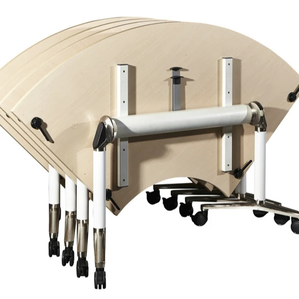 

Folding Flip Top Training Table with Modesty Panel and T Foot Mobile Table Base