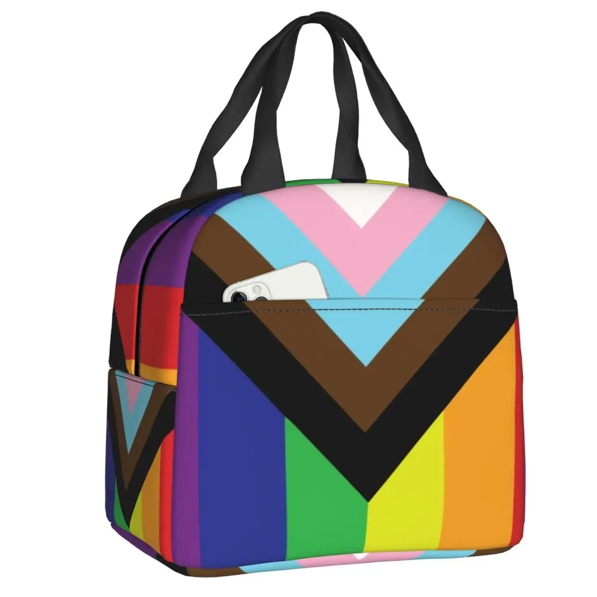 Custom Bear Pride Flag Insulated Lunch Tote Bag for Women GLBT LGBT Gay Paw Portable Cooler Thermal Bento Box Work School Travel