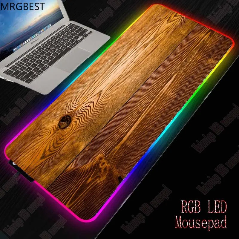 

MRGBEST Gaming RGB Large Mouse Pad Wood Texture Mat Computer pad Led Backlight Surface Mause PadS Keyboard FOR XL