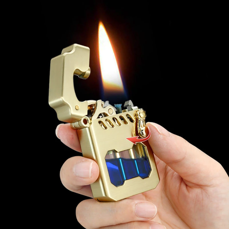 ZORRO Mecha Transparent Fuel Tank Mechanical Ejection Kerosene Lighter Metal High-looking Creative Men‘s Gift