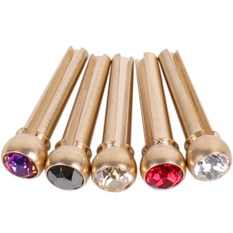 6Pcs Copper Guitar Strings Nail Tenuto Acoustic Guitar Bridge Pins Brass Folk Guitar Chords Fixed Cone Guitarra Accessories