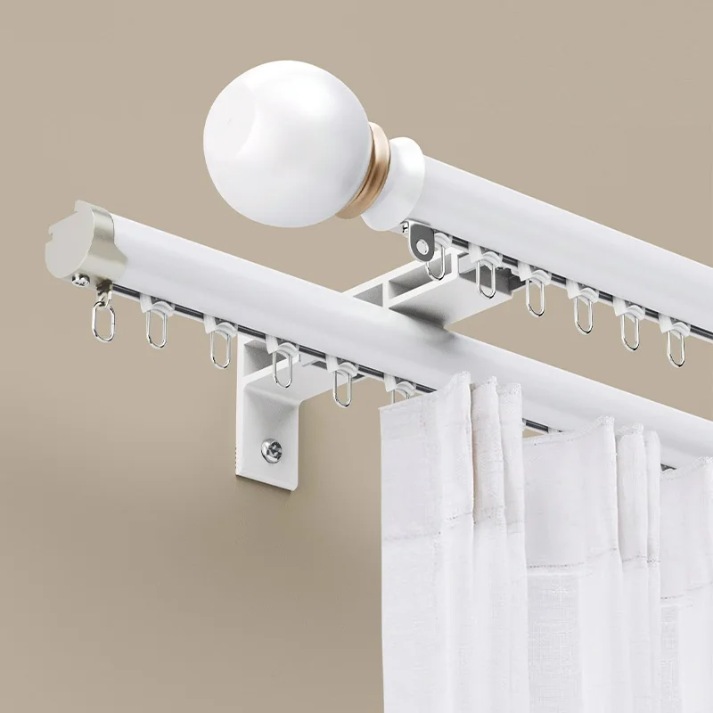 

Complete Set Double Bracket Curtain Rail For Windows Rod Diameter 28MM Aluminum Alloy Mute Wall Roman Curtain Pole Home Decor