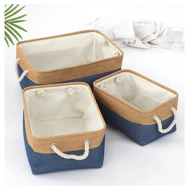 Cotton and Linen Foldable Storage Basket for Sorting and Organizing Miscellaneous Items Storage Baskets Woven Basket