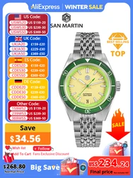 Reloj de buceo San Martin de 39,5mm, Serie de frutas divertidas a la moda, relojes deportivos para hombres NH35, mecánico automático 20 ATM SN0116 Reloj