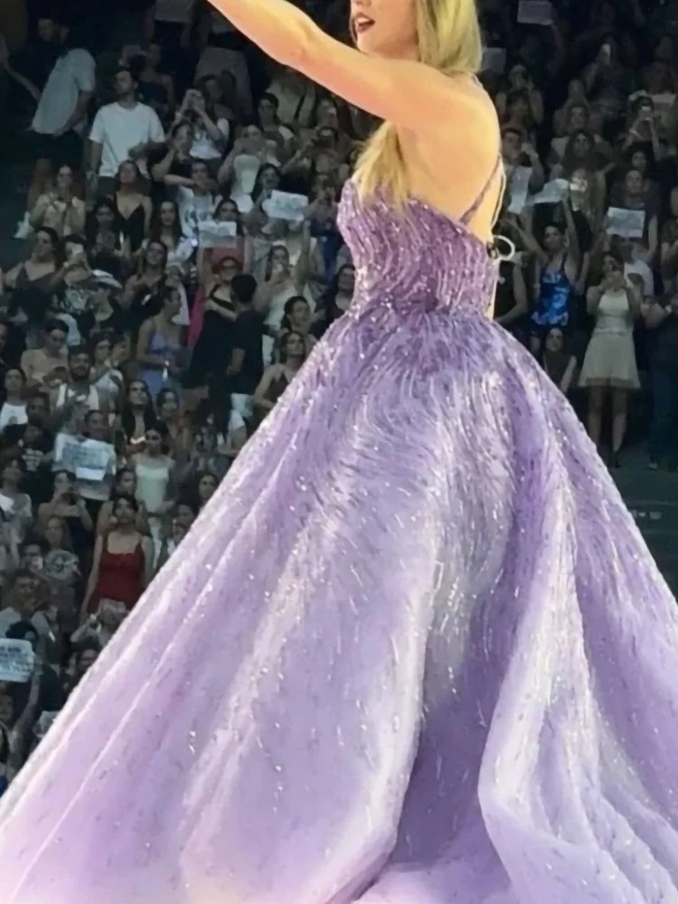 Abiti da sera celebritร lilla di lusso per le donne perline BOHO Party Prom Gowns Gala Special Events Dress 2024 abiti Quinceanera