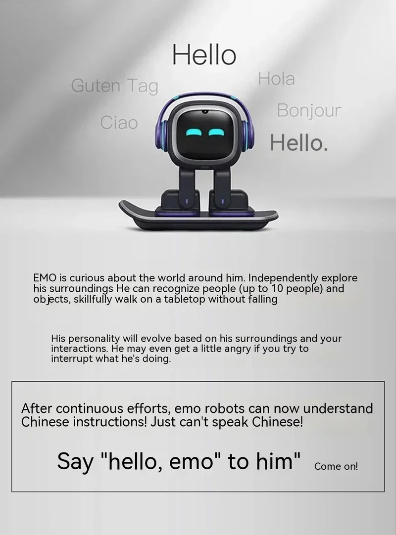 New Emo Robot Pet Emopet Intelligent Companion Ai Emotional Communication Future Voice Robot for Home Desktop Toys Kids Gift