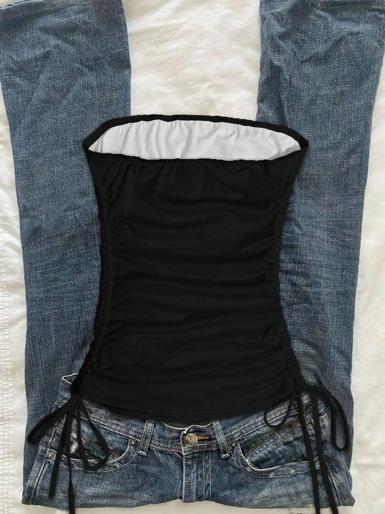 Women's Casual Retro Drawstring Front Cut Vest, Suitable for Y2K and Guitar Prints in Spring and Summer