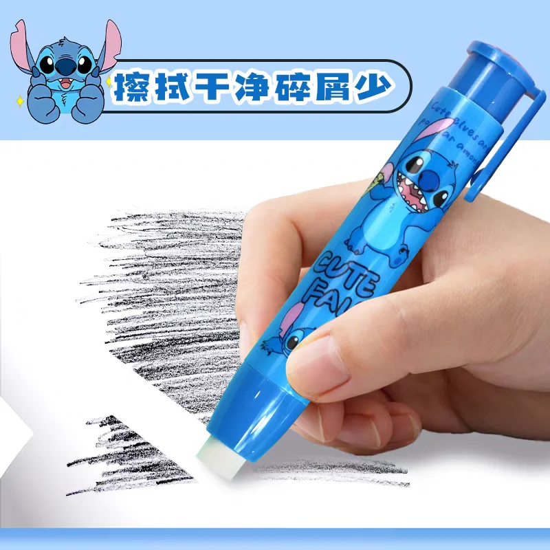 Disney Stitch Creative Press Eraser, papelaria estudantil para crianças, presentes, limpar sem vestígios de lazer, material escolar, 1 4pcs