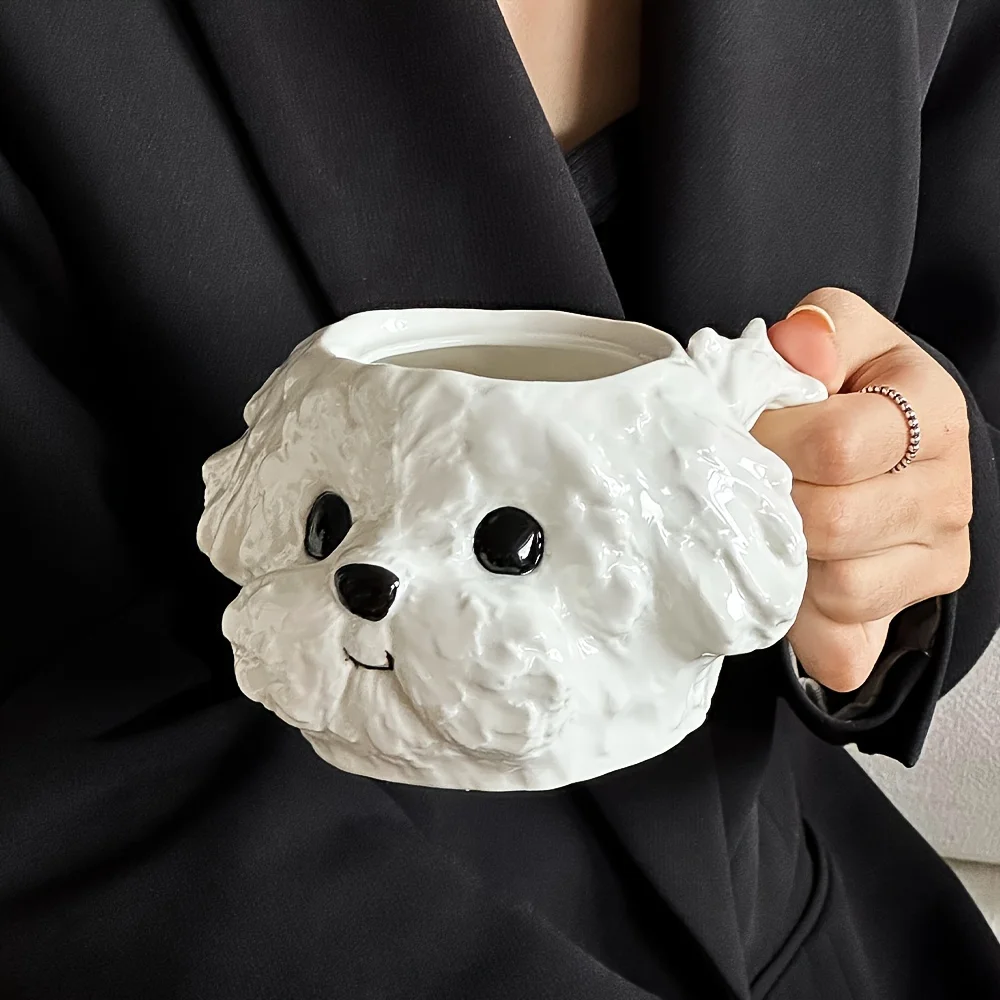 

Cute Teddy Dog Shaped Coffee Mugs High-capacity Ceramics Cup with Cover Juice Mug Milk Tea Mugs Teacup Fruit Juice Container