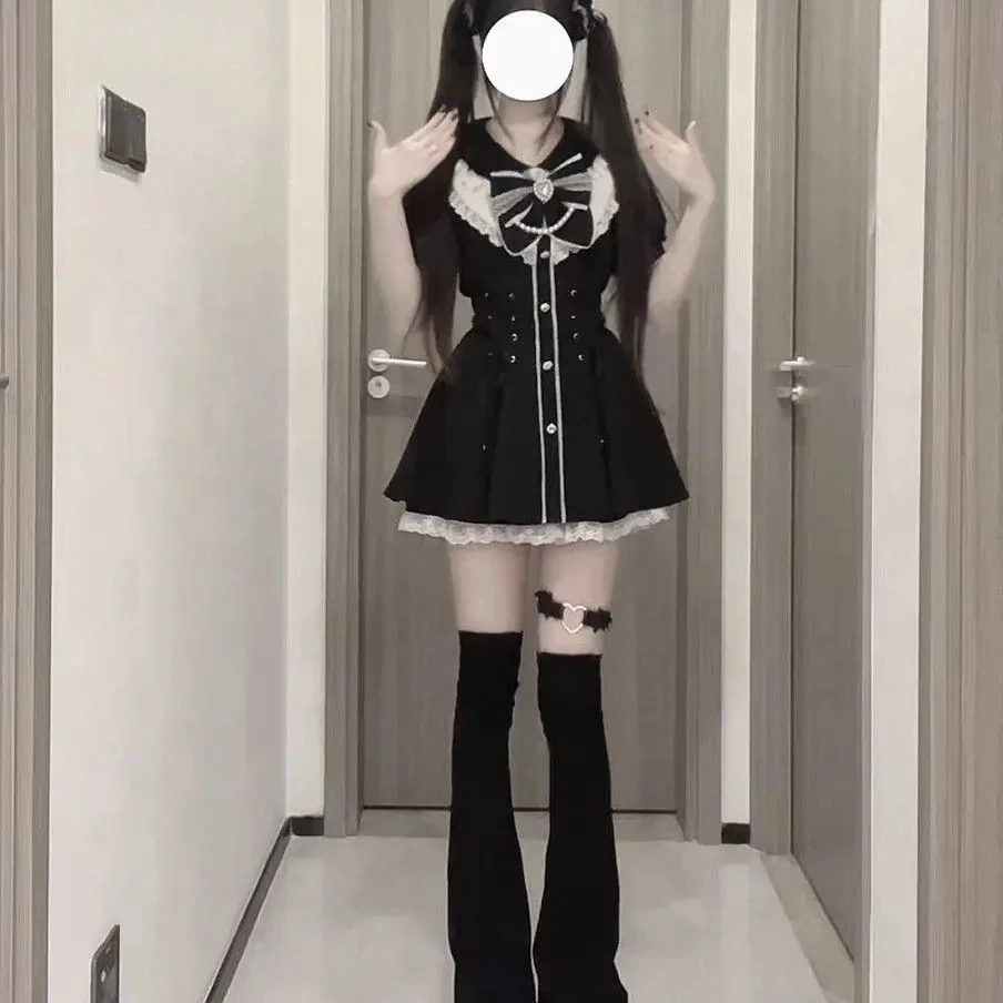 หวานสาววิทยาลัย Mine ผอมแขนสั้น Slim High เอวใหม่สีเทาสีชมพูลายสก๊อตสีดําสีขาวชุดและกางเกงขาสั้นชุด