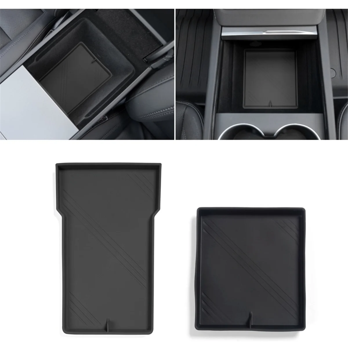 For Tesla Model 3 Highland 2024 Center Console Organizer Tray Pad Silicone Armrest Storage Box Lower Bottom Mat