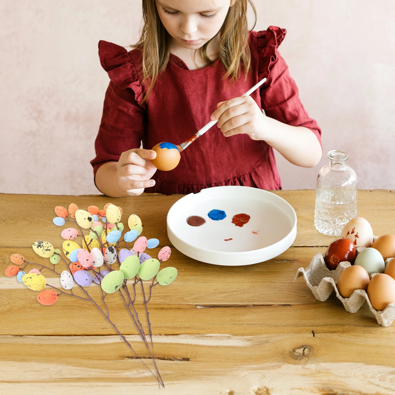 

4Pcs Easter Egg Twig Ornaments Simulation Branches for Holiday Wedding Photography Table Centerpiece Easter Egg Twig