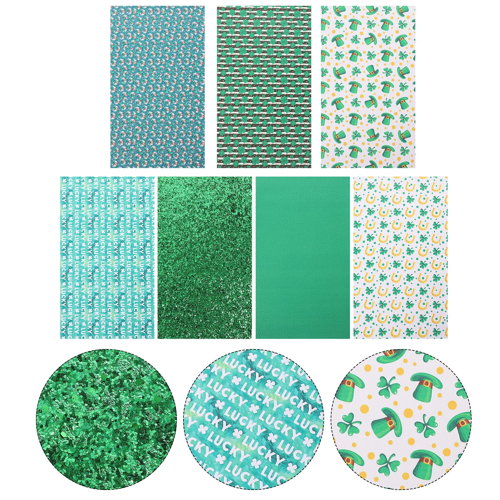 

7pcs Fabric Sheets Diy Accessories Assorted Colors Faux Pu Synthetic For Jewelry Phone Cover Wallets Crafts Patrick'S
