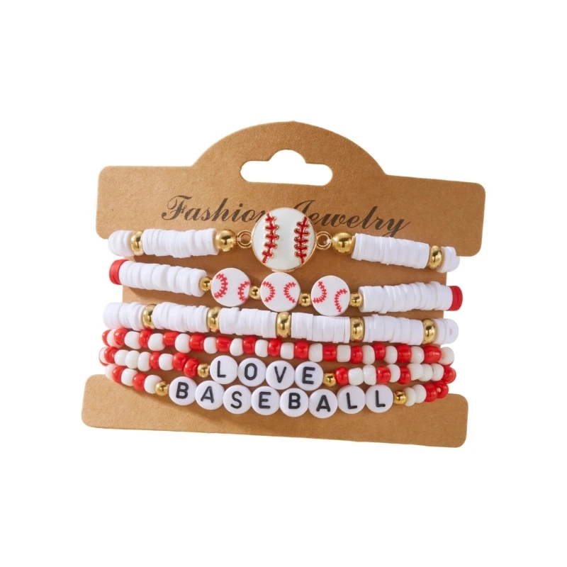 

CORD Creative Resin Clay Alloy Sports Charm Bracelet Stretchy Bangle For Casual Wear