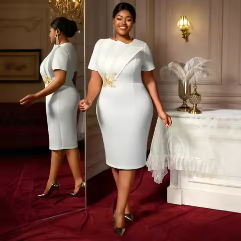 African Party Evening Dresses for Women Autumn Elegant African Short Sleeve Bodycon Dress Dashiki African Clothing Ankara Dress