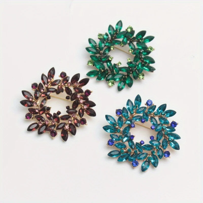 Neue große Kristall kranz Brosche weibliche Atmosphäre Legierung Corsage Mode Kleidung Accessoires Pin Schmuck