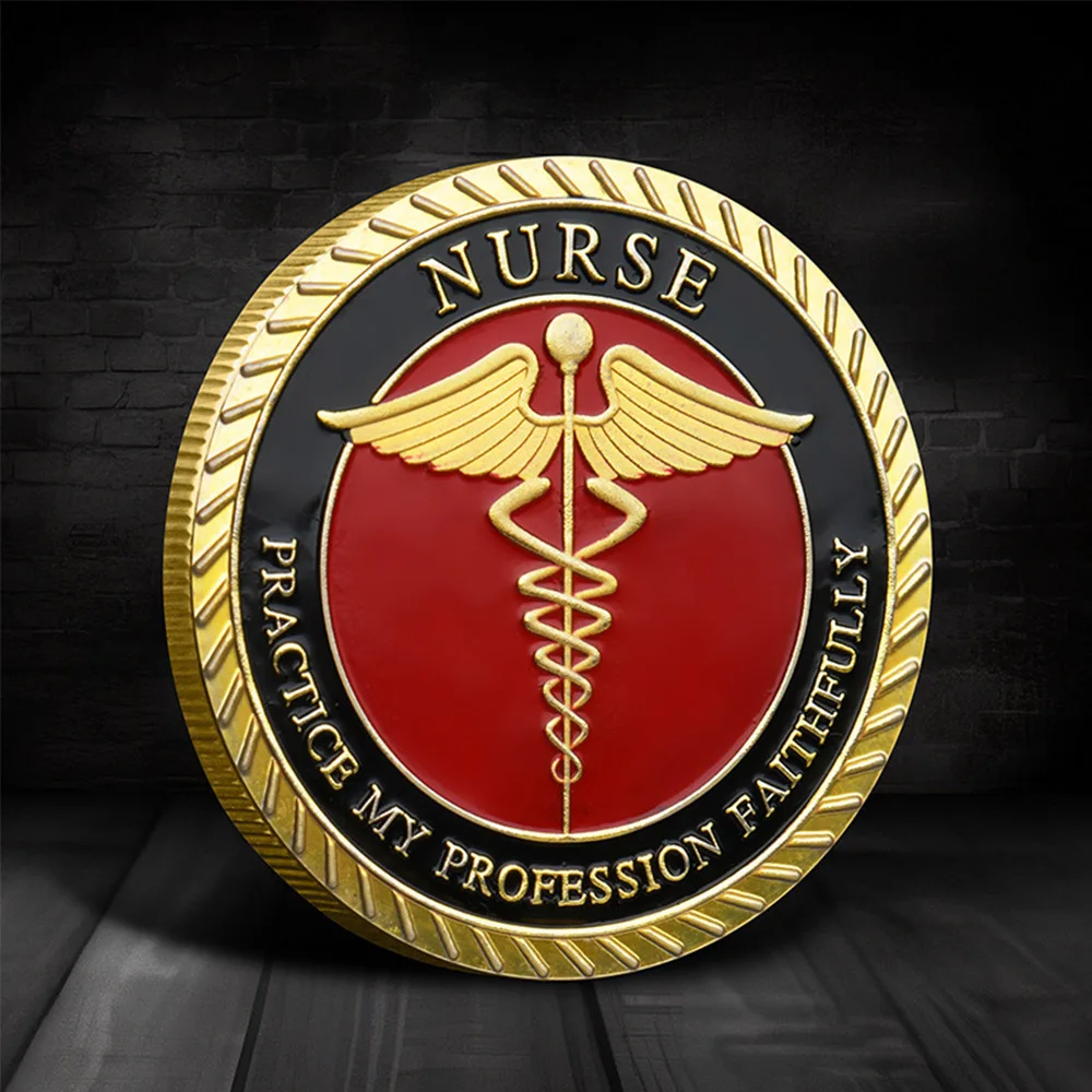 1pc Nurse's Paryer Commemorative Coin Collectible Guardian Angel Challenge Coin Lucky Items Collectible Holiday Gifts for Nurses