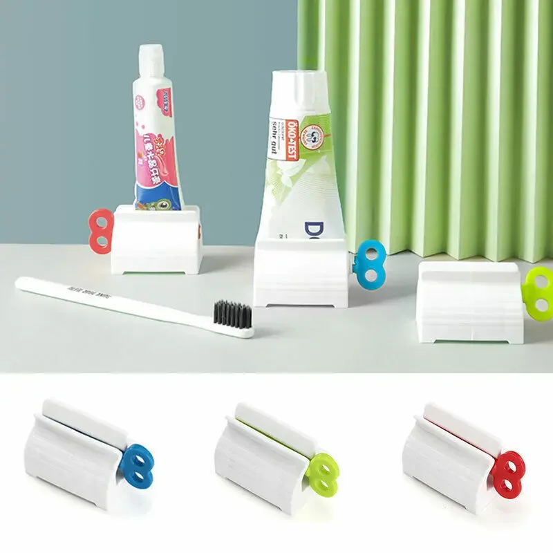 Multifunctional Rolling Tube Toothpaste Squeezer Toothpaste Seat Holder Stand Rotate Toothpaste Dispenser for Bathroom Clip-on