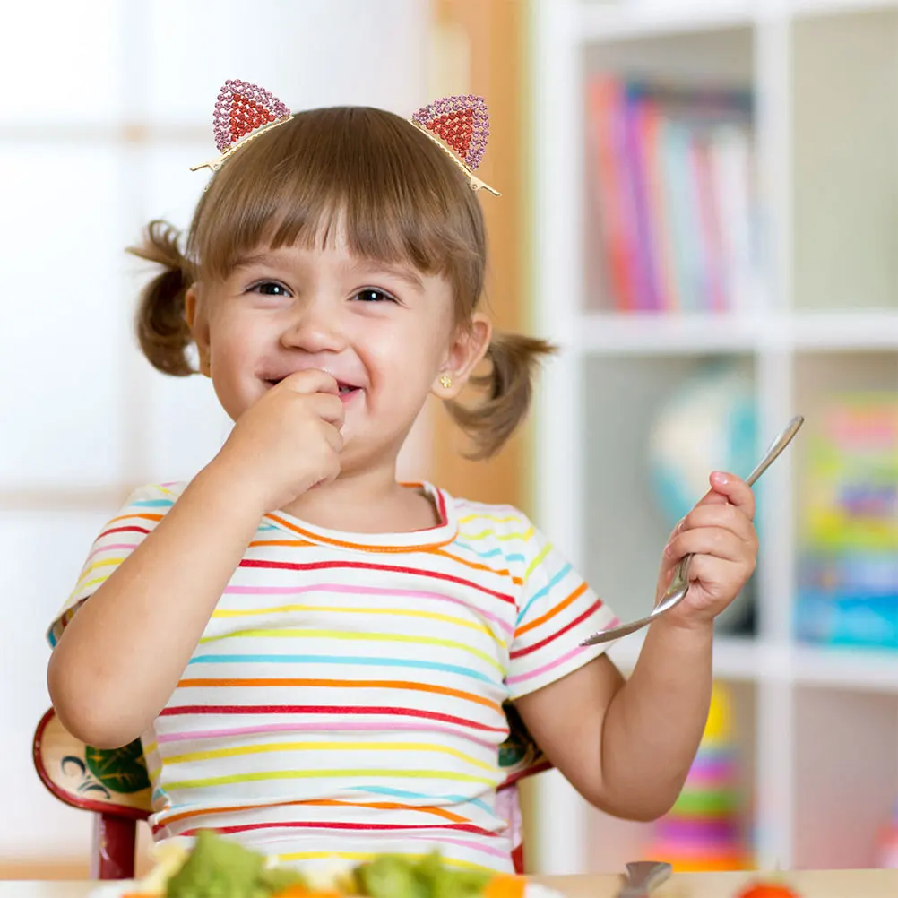 

2Pcs Cat Ears Hair Clips Rhinestone Sparkling Crystal Non Slip Alligator Cute Hair Accessories for Women Girls Cosplay