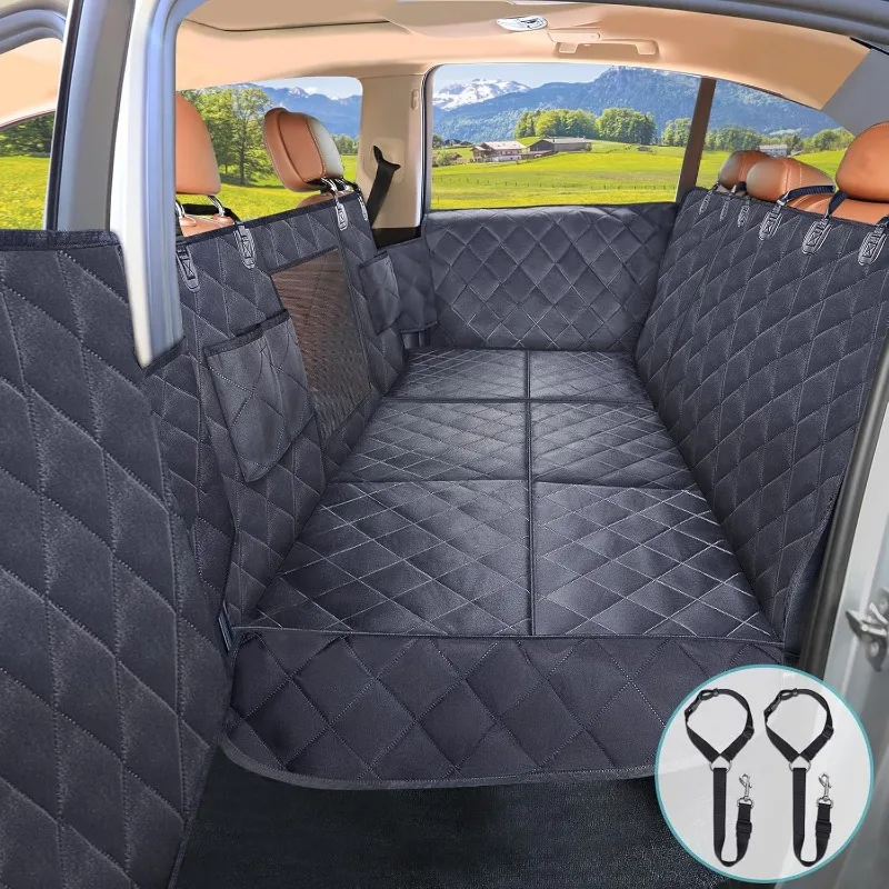 

Back Seat Extender for Dogs, Dog Car Seat Cover Hard Bottom Waterproof Dog Hammock for Car Back Seat Heavy Duty Nonslip