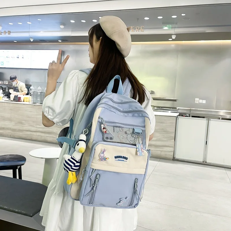 Bump Color Backpack Schoolbag Female High School Students High Capacity Junior High School Students Lightweight Leisure Backpack