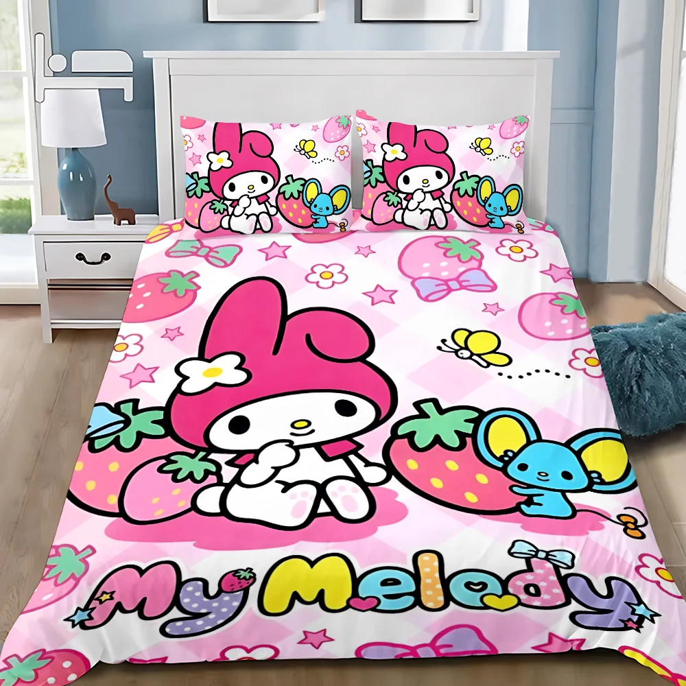 Duvet Cover Pillowcase Bedding Set Kawaii My Melodys Anime Adult Boy Girl Bedroom Decoration Children Gift Single Double Large