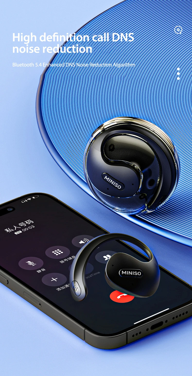 MINISO X15 PRO OWS Bluetooth-Headset 5.4 Bluetooth-Kopfhörer, Knopfsteuerung, Geräuschunterdrückung, Ohr-Hängekopfhörer mit Mikrofon – Detail 11