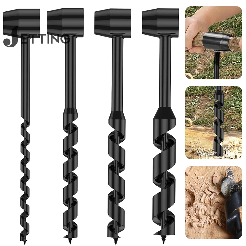 Hand Wood Punch Manual Auger Drill Bush-Craft Carbon Steel Portable Survival Bit Outdoor Extended Drill Bit