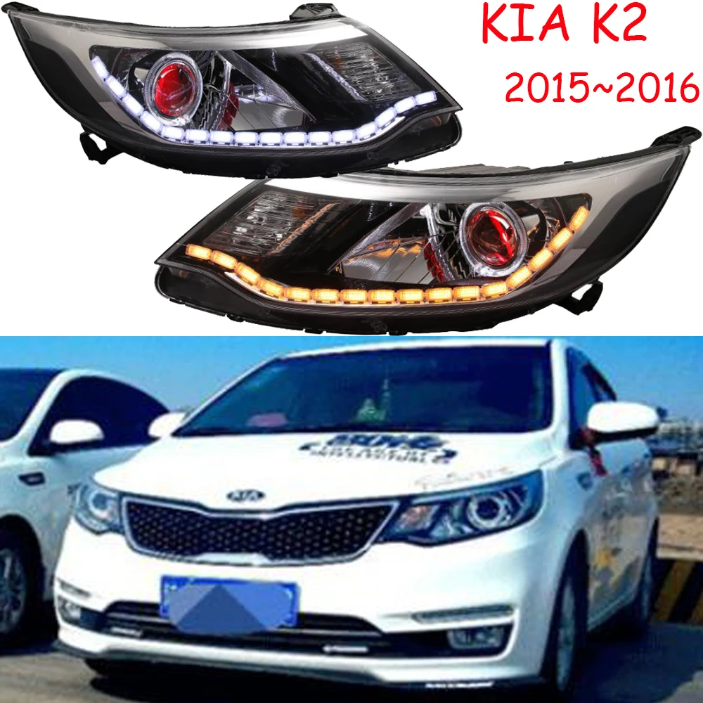 

1set Bumper head lamp for KIA K2 Headlight 2015~2016y car accessories,Front light for kia k2 rio headlamp fog