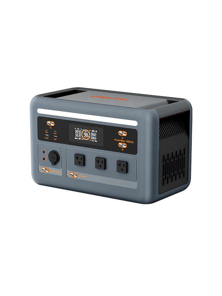 Oscal Powermax 1800 SE – przenośna stacja zasilania z akumulatorem LiFePO4 o pojemności 1024 Wh, generator solarny o mocy 1800 W do użytku domowego, na zewnątrz i podczas biwakowania, szybkie (czarny) — Zdjęcie 2 z 2
