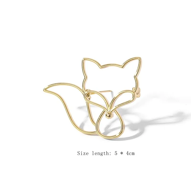 Sweet Women\'s Brooch Fashionable New Style Simple And Creative Golden Hollow Out Little Fox Anti Light Brooch Cute Accessories