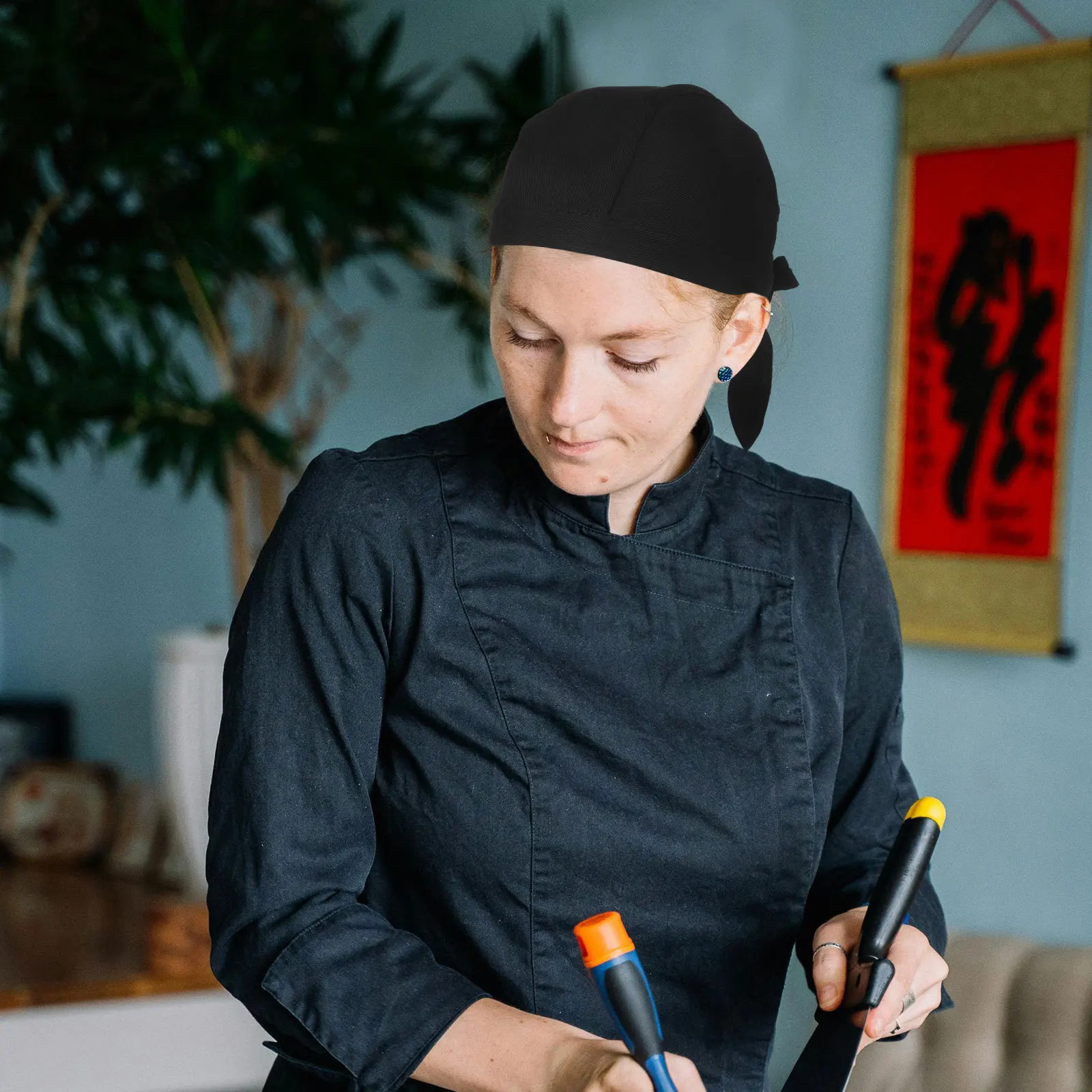 6 個シェフハットユニセックス綿布キッチン調理帽子レストラン耐摩耗性快適な制服キャップケータリング用