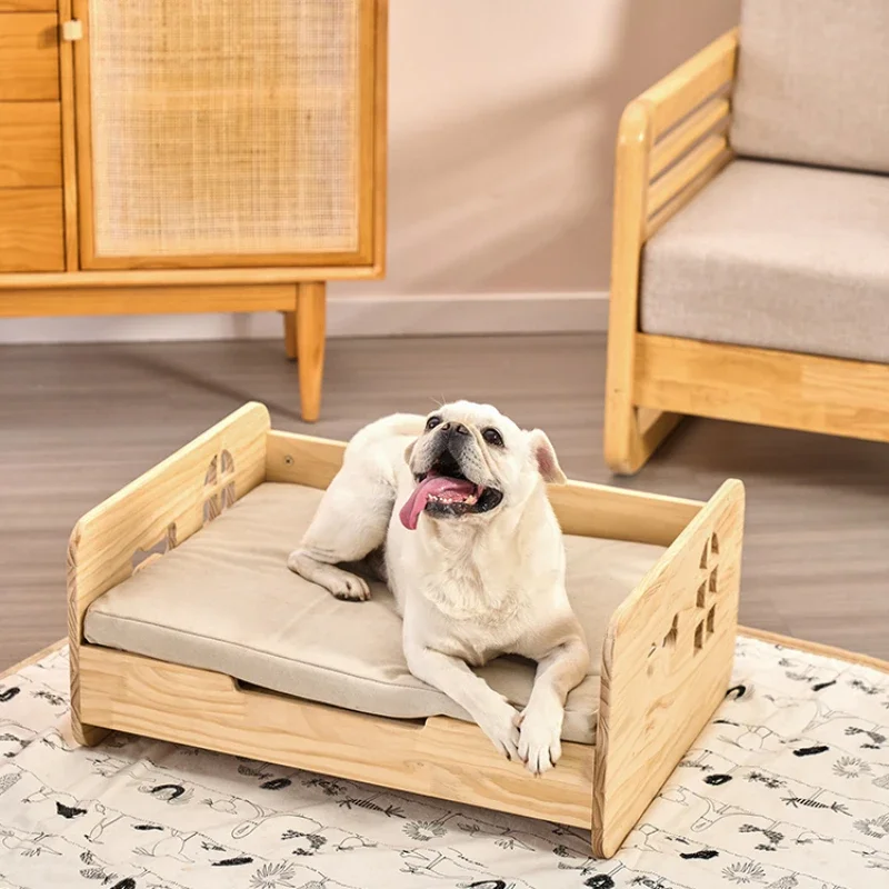 Elevated Solid Wood Pet BedIdeal For Small To Medium Dogs Year Round Comfort Raised Teddy Bear And Cat Bed