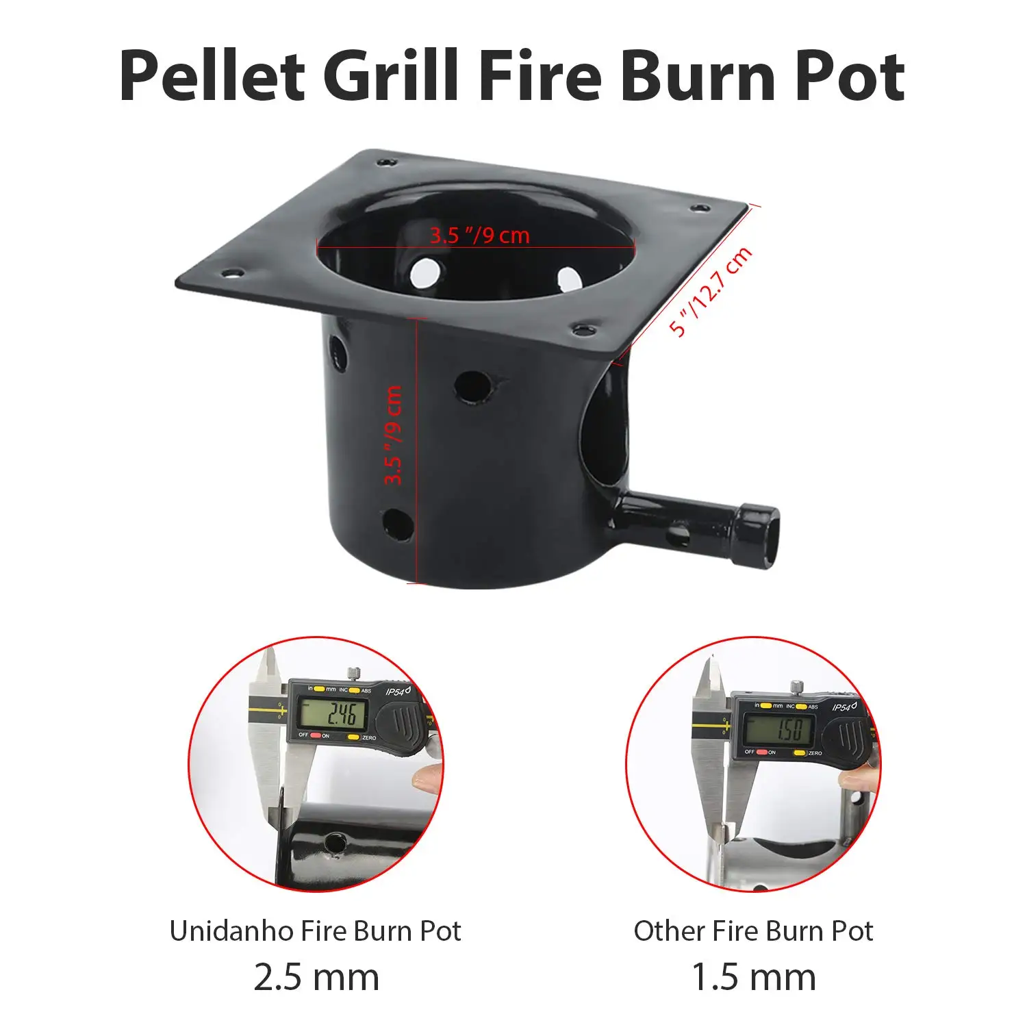 Porcelain-Enameled Fire Burn Pot and Hot RodKit Replacement Parts for Pit Boss and Traeger Pellet Grill with Screws and Fuse