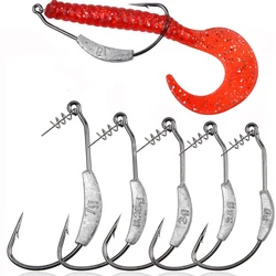 10Pcs Jig Crank Head Weighted Fishing Hook Offset Spring Lock Texas Rigs Worm lure jig hooks per trota Bass fishing tackle