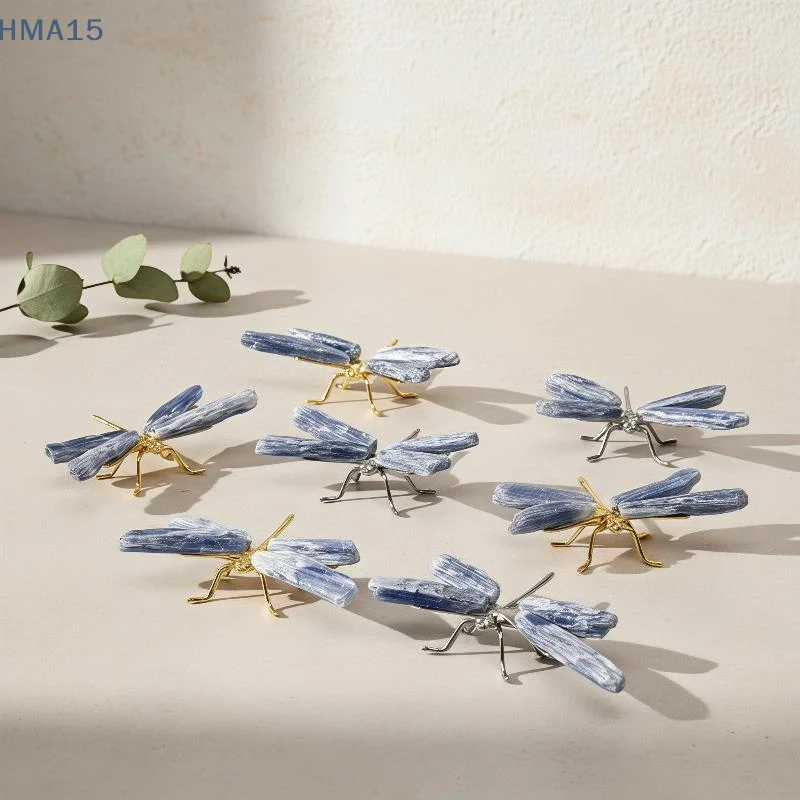 【YA】1pc Natural Crystal Kyanite Dragonfly Ornament Stone Animal Home Decoration Holiday Gift Home Decoration