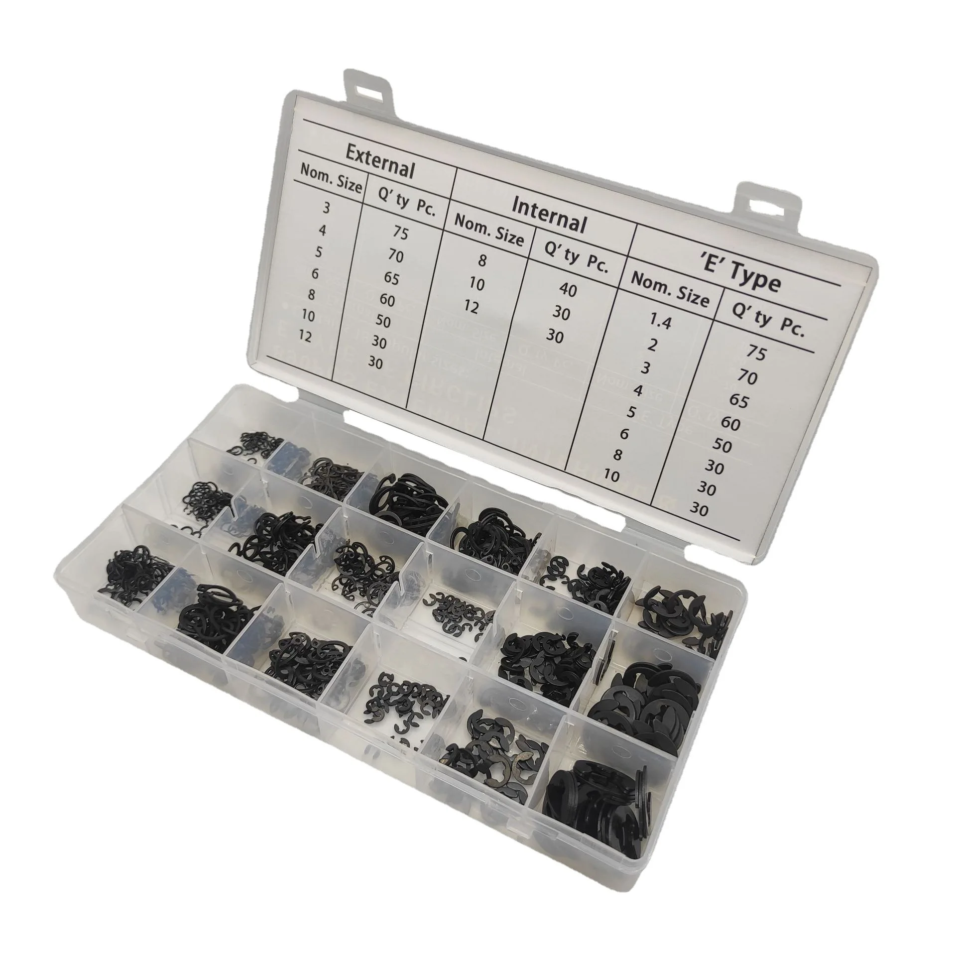 Shaft hole with C-type E-type retaining ring set, 890pcs card spring set