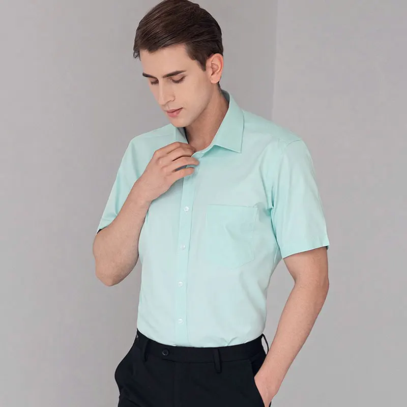 Summer 7XL large size men\'s high-end striped short-sleeved shirt business slim social casual professional wear wear free iron